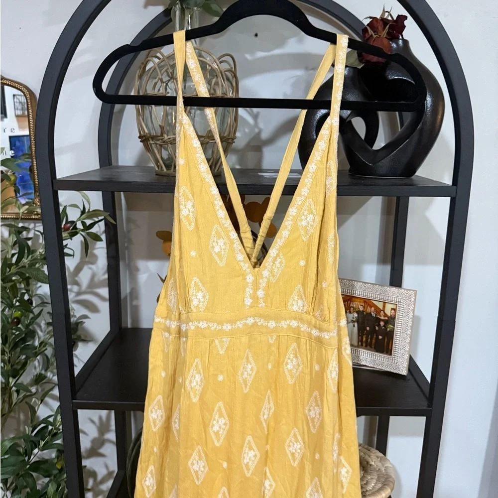 RAGA Sunlit Yellow Maxi Dress with White Accents size large - Picture 4 of 12